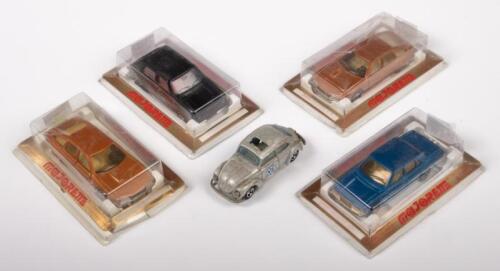 MAJORETTE: A group of five Majorette models, includes two Citroen CX, a Volkswagen Golf, a Peugeot 604 and a Volkswagen Beetle