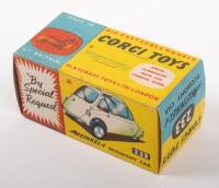 CORGI: A Corgi Toys circa early 1960s, Heinkel economy car (#233), light pink with red interior, in original box - 3