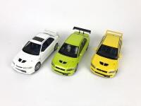 MITSUBISHI: Three 1:18 scale Mitsubishi Lancer Evolution cars produced by AutoArt (NB description) - 2