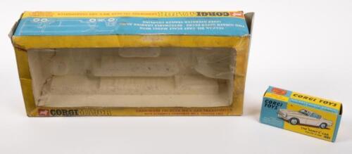 CORGI: Two Corgi empty boxes, includes a box for the Volvo 'Saints' car (#258) and a box for the Corgi Major Tri-deck MK. V car transporter (#1146)