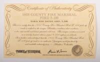 MATCHBOX COLLECTIBLES: Two Matchbox Collectibles limited edition 1:43 scale models, includes a 1955 Ford F-100 Country Fire Marshall Pick-Up (YRS06) and a Snow Mountain Inn Ski Lodge & Resort Van (YY035) - 4