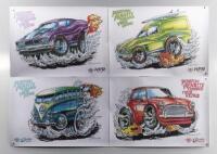 PENRITE: Four&nbsp;Penrite Cartoon posters including a Mini, Volkswagen and others