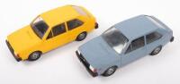 VOLVO: Two approximate 1:18&nbsp;scale unbranded plastic models, including a Yellow and Blue Volvo 343&nbsp;DL