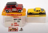 JENSEN, MINI COOPER: Two&nbsp;1:43/1:25 scale Politoys/Dinky Toy models including a Jensen FF and a 582 Mini Cooper