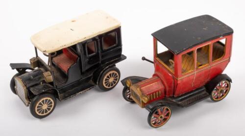 MATCHBOX: Two Vintage models including a Japanese Modern Toys Model T Lever Action tin car and a Japanese Friction Cadillac tin toy