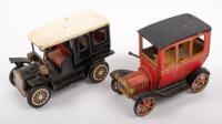 MATCHBOX: Two Vintage&nbsp;models including a Japanese Modern Toys Model T Lever Action tin car and a Japanese Friction Cadillac tin toy