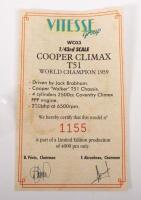 COPPER CLIMAX T51: A&nbsp;limited edition (1155/2000) 1:43&nbsp;scale Vitesse&nbsp;model Cooper Climax T51 World Champion 1959, signed to lid by Jack Brabham - 3