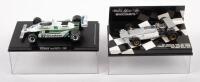 WILLIAMS FORDS: Two&nbsp;1:43&nbsp;scale Minichamps&nbsp;models including a De Tomaso 38 Ford Frank Williams Racing Team Factory Roll Out and a 1980 Williams Ford FW07B