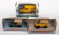 BRITISH: Three 1:43&nbsp;scale Matchbox Dinky/Cararama British&nbsp;vehicles&nbsp;including two&nbsp;1949 Land Rovers, and a Land Rover Series III 109