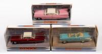 AMERICAN: Three 1:43&nbsp;scale Matchbox Dinky American vehicles&nbsp;including two&nbsp;1959 Cadillac Coupe De Ville, and a 1957 Chevrolet Convertible