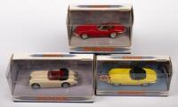 BRITISH: Three 1:43&nbsp;scale Matchbox Dinky British&nbsp;vehicles&nbsp;including two&nbsp;1967-68&nbsp;Jaguar E Type MK 1 1/2, and a 1960 Jaguar XK150 Drop-Head Coupe&nbsp;