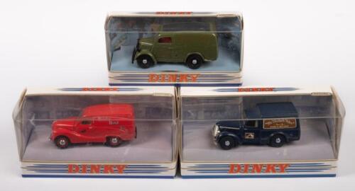 VANS: Three 1:43 scale Matchbox Dinky Vans including a 1950 Ford E83W 10 CWT Van, 1948 Commer 8 CWT Van, and a 1953 Austin A40
