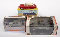 CITROEN: Three&nbsp;Citroen models,&nbsp;including a 1:32 scale Bburago&nbsp;2CV, a 1:43 scale Matchbox Dinky 1957&nbsp;2CV, and a reproduction Dinky Toys DS 19&nbsp;