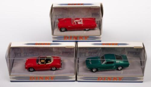 1950s-60s: Three 1:43 scale Matchbox Dinky 1960s-50s vehicles including a 1955 Ford Thunderbird, 1967 Ford Mustang Fast Back, and a 1968 VW Karmann-Ghia Convertible