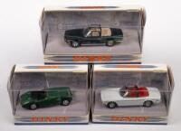 BRITISH: Three&nbsp;1:43&nbsp;scale Matchbox Dinky British&nbsp;vehicles&nbsp;including two 1969 Triumph Stag, and a&nbsp;1956 Austin Healey 100 BN2, Triumph Stag loose within box&nbsp;