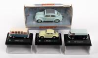 VW: Four&nbsp;1:72/1:43&nbsp;scale Dinky/Cararama vehicles&nbsp;including a VW&nbsp;Bus Samba, VW Transporter, VW Beetle, and a 1951 Volkswagen