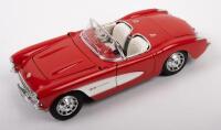 CHEVROLET: A 1:18 scale 1957 Chevrolet Corvette, red colour, by Bburago models, no box
