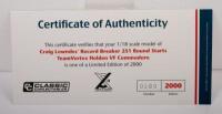 HOLDEN VF COMMODORE: A&nbsp;1:18&nbsp;scale Holden VF Commodore model, #888 Craig Lowndes record breaker 251 rounds race Vortex livery - 3