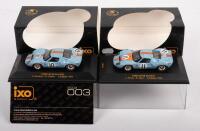 FORD GT40 GULF: Two&nbsp;1:43&nbsp;scale IXO&nbsp;models, including a Ford GT40 Gulf #11 Le Mans 1968 Driven by J. Oliver, B. Muir and a #10 GT40 Driven by P. Hawkins, D. Hobbs, model No. LMC027, LMC026