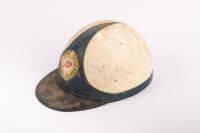 PUDDING-BASIN&nbsp;HELMET: A circa 1950s 'J.A.P' pudding-basin&nbsp;helmet, with neck leather&nbsp; [Location: Melbourne]