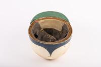 PUDDING-BASIN&nbsp;HELMET: A circa 1950s 'J.A.P' pudding-basin&nbsp;helmet, with neck leather&nbsp; [Location: Melbourne] - 4