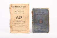 A.J.S: Two softcover books including a 'A.J.S Maintenance Manual And Instructions Book' and a 'Rudge Wrinkles - Rudge&nbsp;Whitworth Limited Coventry' both in used condition [Location: Melbourne]&nbsp;