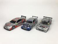 MERCEDES BENZ: Three 1:18 scale Mercedes CLK racing cars produced by Maisto (NB description)