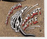 MOTORCYCLE POSTER: A 2017 'Historic Motorcycle Racing Association Victoria - Hand Shift Battle' laminated poster&nbsp; [Location: Melbourne] - 2