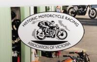 MOTORCYCLE POSTER: A 2017 'Historic Motorcycle Racing Association Victoria - Hand Shift Battle' laminated poster&nbsp; [Location: Melbourne] - 3