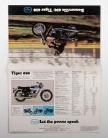 TRIUMPH: A Triumph Bonneville 650, Tiger 650 fold out brochure, a Triumph engineering company ltd brochure, printed in England&nbsp; [Location: Melbourne] - 3