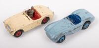 DINKY TOYS: Two play worn Dinky Toys models, an Aston Martin DB3, lacking driver and an Austin Healey 100