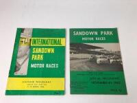 SANDOWN PARK: Two Sandown Park Motor Races Programmes from 1962