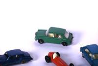 MODEL CARS: Seven assorted die cast 1:63 scale models from Lesney including Ferrari 250 Lusso, Rolls-Royce Silver Cloud, Aston Martin DBR1 and Maserati 4CL, plus one plastic MGA, all unboxed [Location: Sydney] - 3