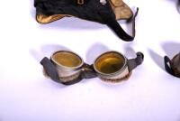 HELMET, GLOVES & GOGGLES: A leather ensemble consisting of a Lasicas 1942 helmet (size 7 1/4), pair of gloves and two sets of goggles (one boxed) from the Eric Bourn collection [Location: Sydney] - 4