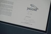 JOHN FRANCIS: Limited edition framed and glazed print (one of 250) depicting the Jaguar XK120, signed by Stirling Moss, Norman Dewis and the artist, 56cm x 74cm [Location: Sydney] - 2