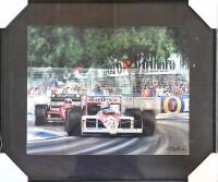 GREG MCNEILL: A framed and glazed print of Alain Prost&rsquo;s McLaren at Adelaide in 1988, 62cm x 52cm [Location: Sydney]