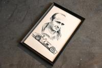 JOHN STONEHAM: A collection of five Limited Edition (all 19/100) framed portraits by artist John Stoneham depicting drivers Juan Manuel Fangio, Stirling Moss, Jack Brabham, John Surtees and Alan Jones, 34cm x 48cm [Location: Sydney] - 3