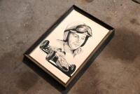 JOHN STONEHAM: A collection of five Limited Edition (all 19/100) framed portraits by artist John Stoneham depicting drivers Juan Manuel Fangio, Stirling Moss, Jack Brabham, John Surtees and Alan Jones, 34cm x 48cm [Location: Sydney] - 5