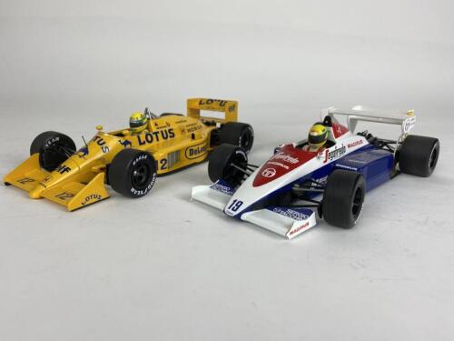 SENNA: Two 1:18 scale Ayrton Senna Formula 1 racing cars produced Minichamps (NB description)