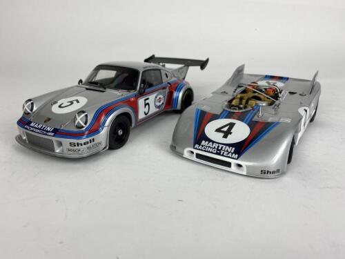 PORSCHE: Two Porsche Martini race cars produced by AutoArt (NB description)