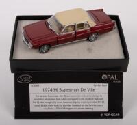 HJ&nbsp;HOLDEN STATESMAN:&nbsp;A 1:43 scale 1974 Holden HJ Statesman De Ville model, finished in maroon paintwork with a vinyl roof