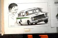 CHRIS DUGGAN: Ten unframed prints by Chris Duggan depicting Grand Prix drivers Peter Collins, Graham Hill, Jim Clark, Stirling Moss, Jochen Rindt and Gilles Villeneuve, each numbered and signed by the artist, one piece signed by Stirling Moss, various siz - 13