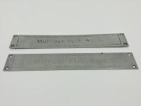 MULLINER PARK WARD SILL PLATES: A pair of used Mulliner Park Ward Coachbuilders sill plates for Rolls-Royce or Bentley models [Location: Sydney]