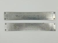 MULLINER PARK WARD SILL PLATES: A pair of used Mulliner Park Ward Coachbuilders sill plates for Rolls-Royce or Bentley models [Location: Sydney] - 2