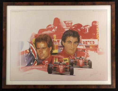 FERRARI: A Craig Warwick print of Gerhard Berger and Jean Alesi