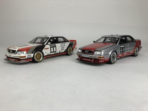 AUDI: Two 1:18 scale Audi V8 quattro racing cars produced by MiniChamps (NB description)