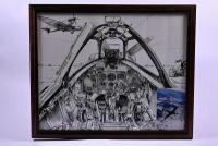 SPITFIRE MK V: A framed and glazed copy of an illustration of the Spitfire Mk V cockpit by Jean-Luc Beghin, 55cm x 45cm [Location: Sydney]