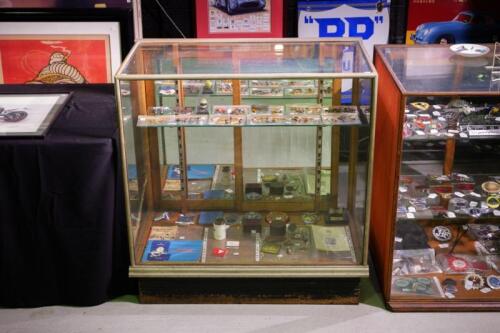 DISPLAY CASE: A c1930s/1940s nickel&nbsp;plated&nbsp;brass small display case 100cm high, 97cm wide, 54cm deep