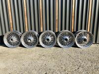 JAGUAR WIRE WHEELS: A set of five Jaguar chrome wire wheel rims from a V12 E-type [Location: Sydney] - 2
