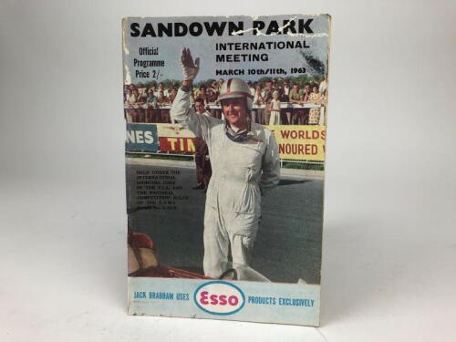 SANDOWN PARK: A 1963 Sandown Park International Meeting Official Programme. Jack Brabham on front cover